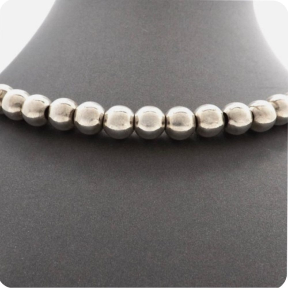 Vintage Han Sterling Silver 16” 8mm Bead Ball Necklace Made in Italy 40 grams